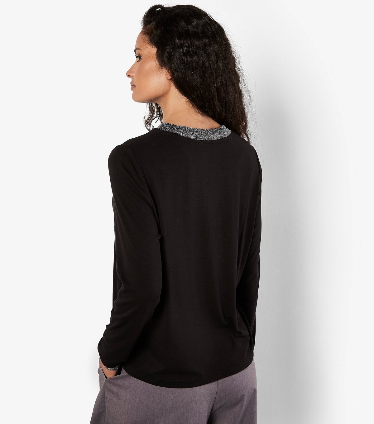 Apricot Women's Black Metallic Trim Top Apricot New Look - 3