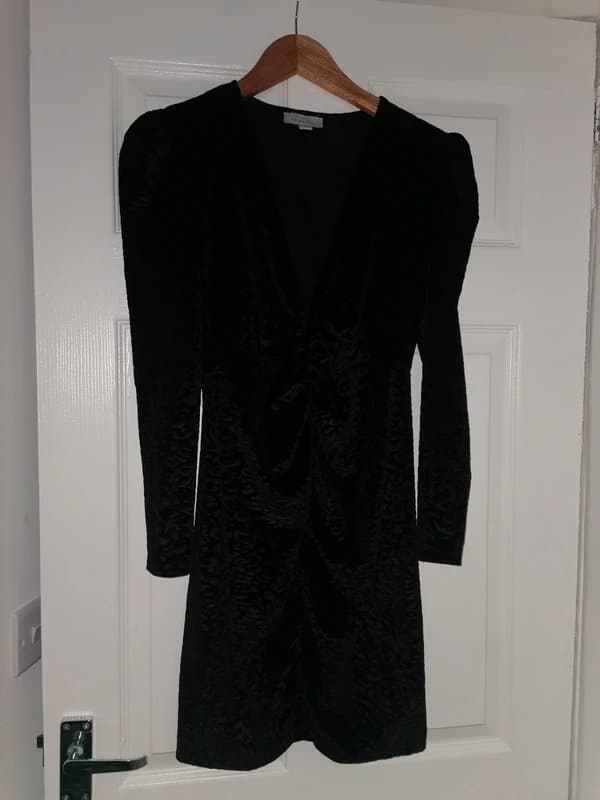 Topshop Black velvet leopard print dress Top Shop