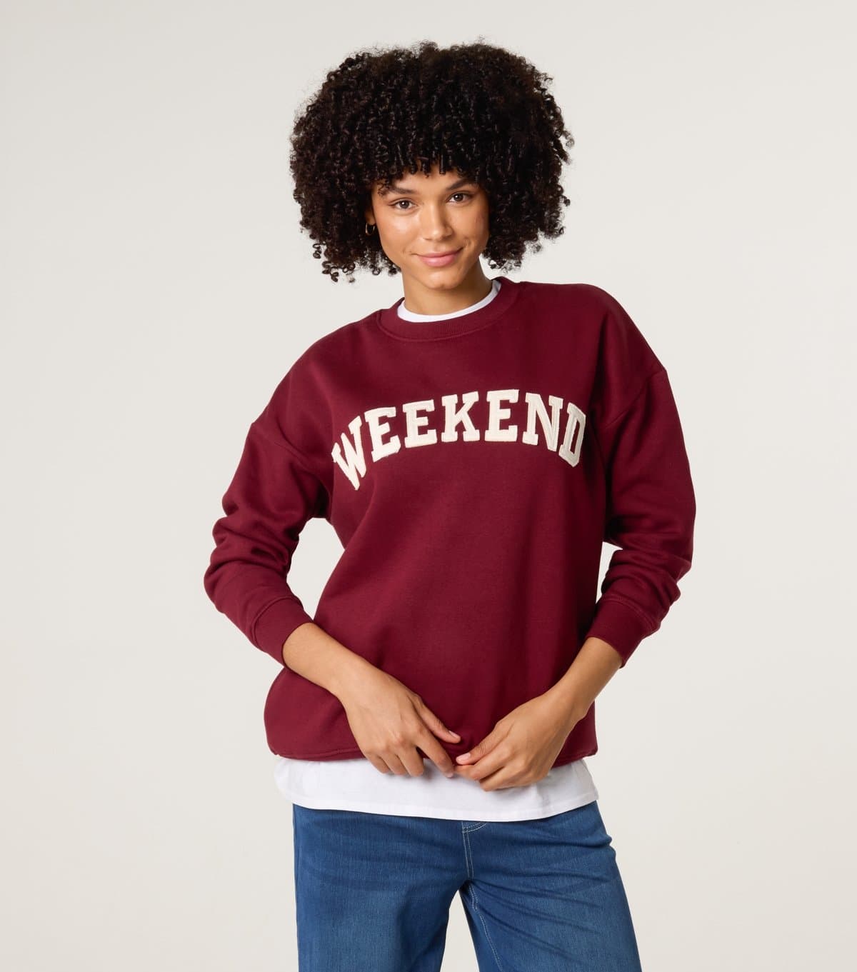 Blue Vanilla Women's Dark Burgundy Weekend Sweatshirt Blue Vanilla New Look