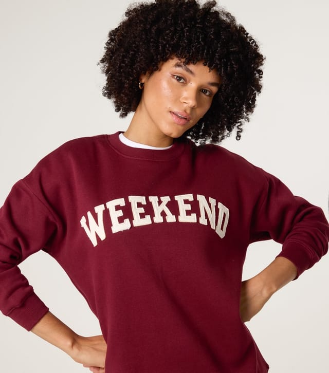 Blue Vanilla Women's Dark Burgundy Weekend Sweatshirt Blue Vanilla New Look - 3
