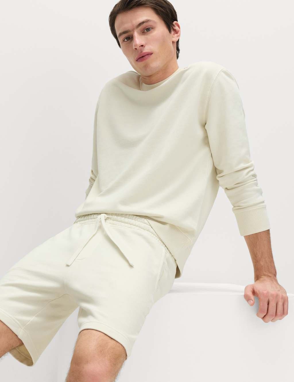 Marks & Spencer M&S Relaxed Fit Pure Cotton Garment Dye Short Ecru