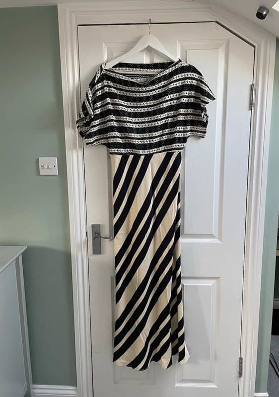 Never Fully Dressed Never fully dressed Tilly crochet mono striped off the shoulder dress wedding