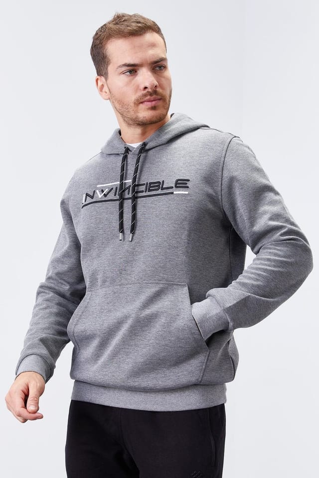 Tommy Life Tommy Life Men's Printed Hooded Sweatshirt With Pocket in Grey - 3