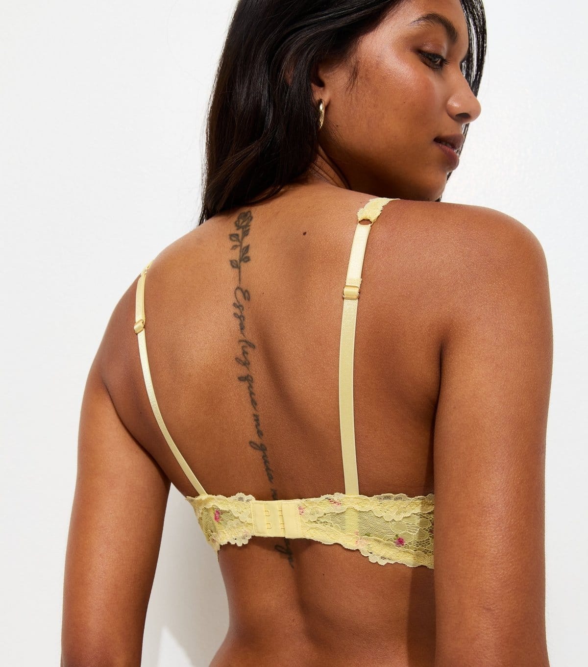 New Look Women's Yellow Floral Print Lace Push Up Bra New Look - 4