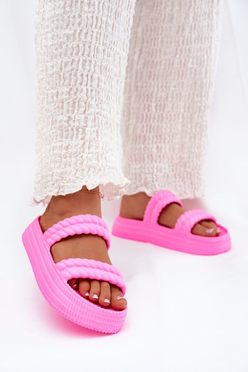 Love Lace Love Lace Women's Platform Flip Flops Lightweight Foam Two Strap Comfort Sandals in Pink - 1
