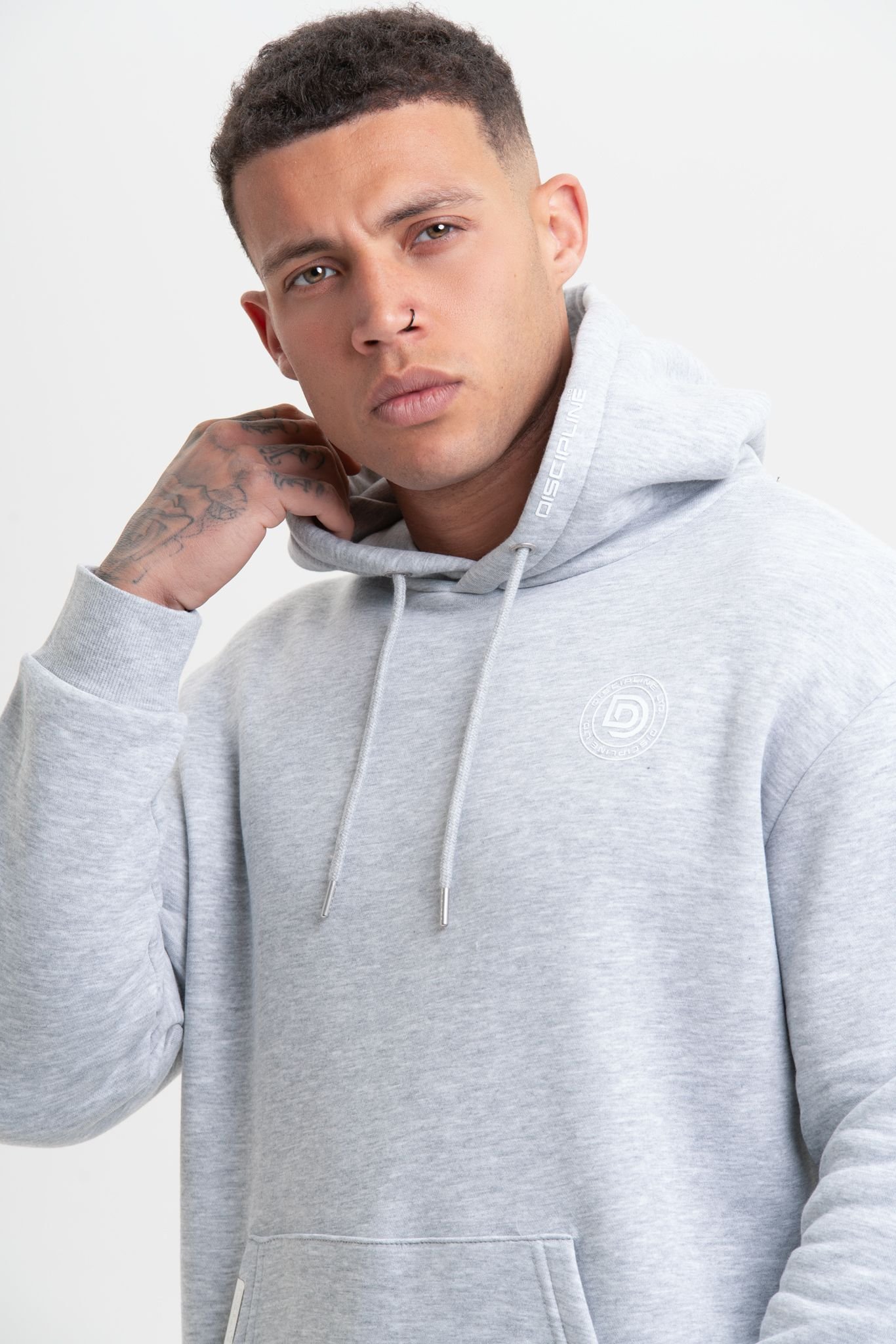 Discipline 365 Discipline 365 Men's Discipline Unisex Hoodie with Pockets in Light Grey - 2