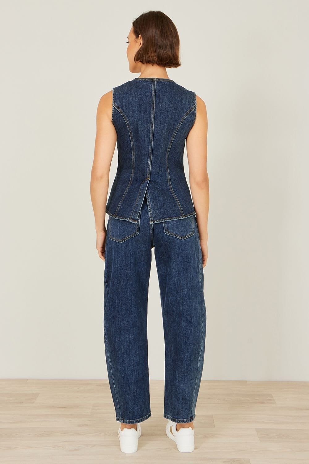 Yumi Yumi Women's Blue Stretch Long Denim Waistcoat - 4