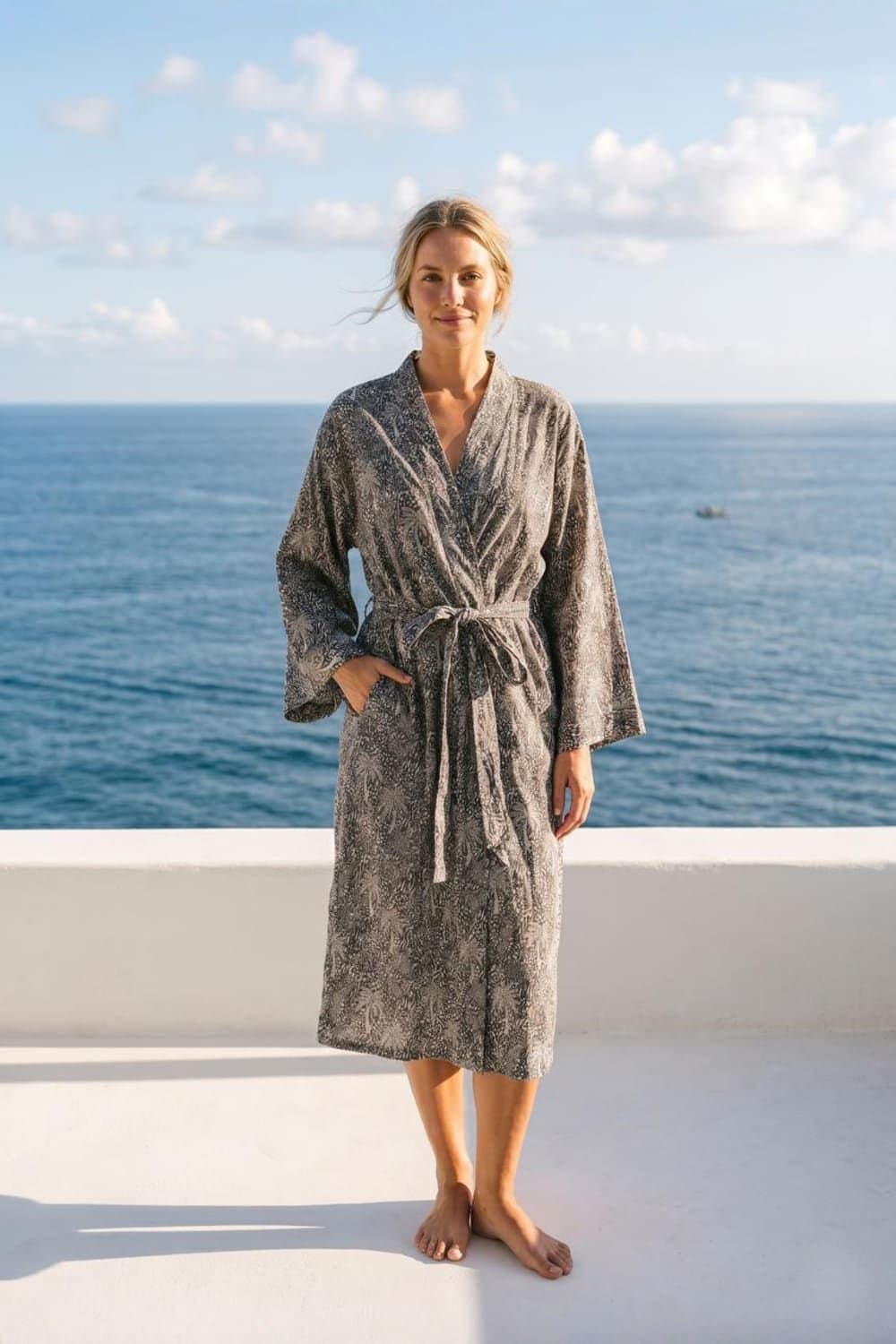 The Night Store The Night Store Women's Wild Thing Linen Robe In Brown