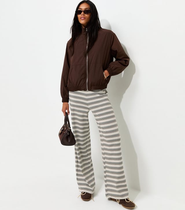 New Look Women's Cream Cotton Rich Striped Wide Leg Jersey Trousers New Look - 2