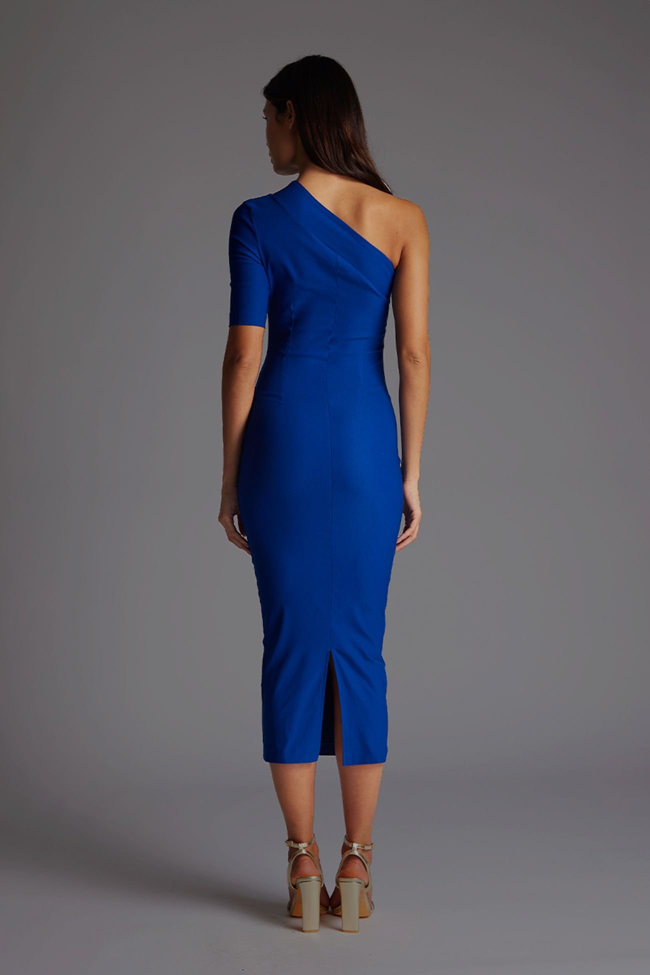 Vesper Vesper Women's One Shoulder Bodycon Midaxi Dress in Cobalt - 4
