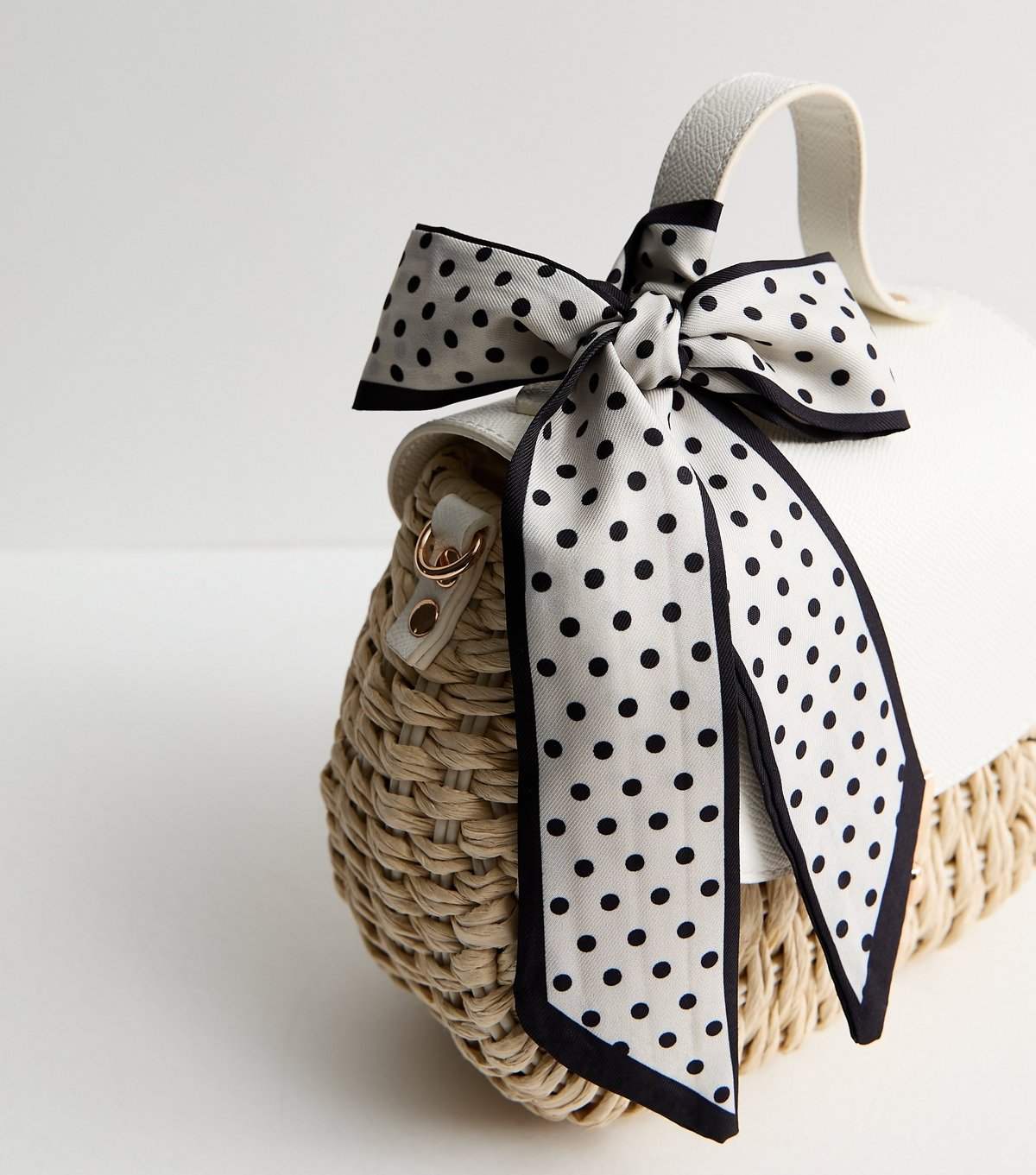 New Look Stone Woven Wicker Crossbody Bag with Scarf New Look - 4