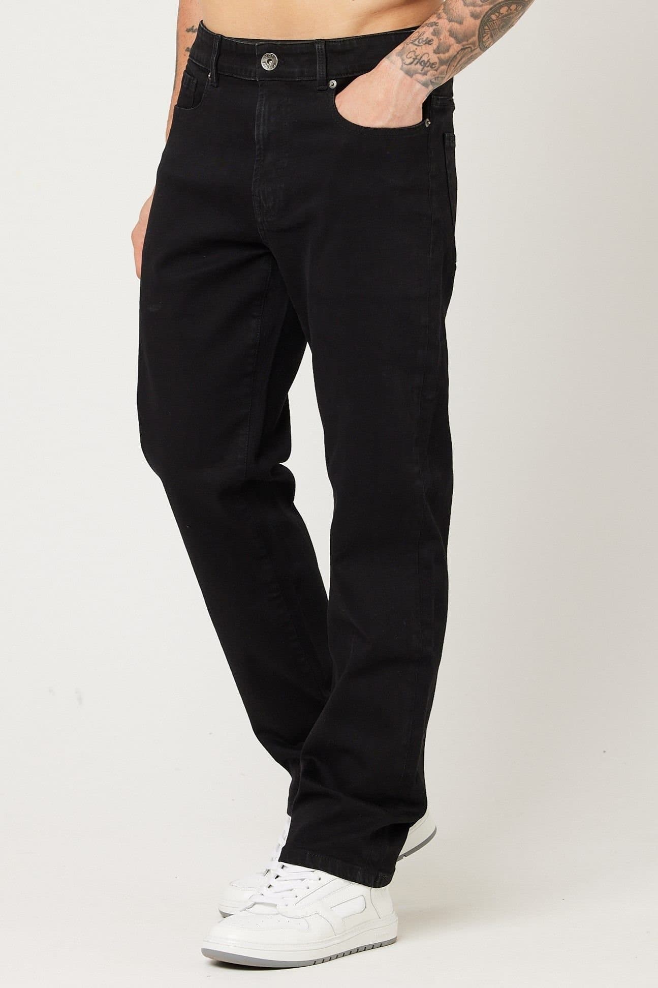 Voi London Voi London Men's Straight Fit Stretch Jeans in Black