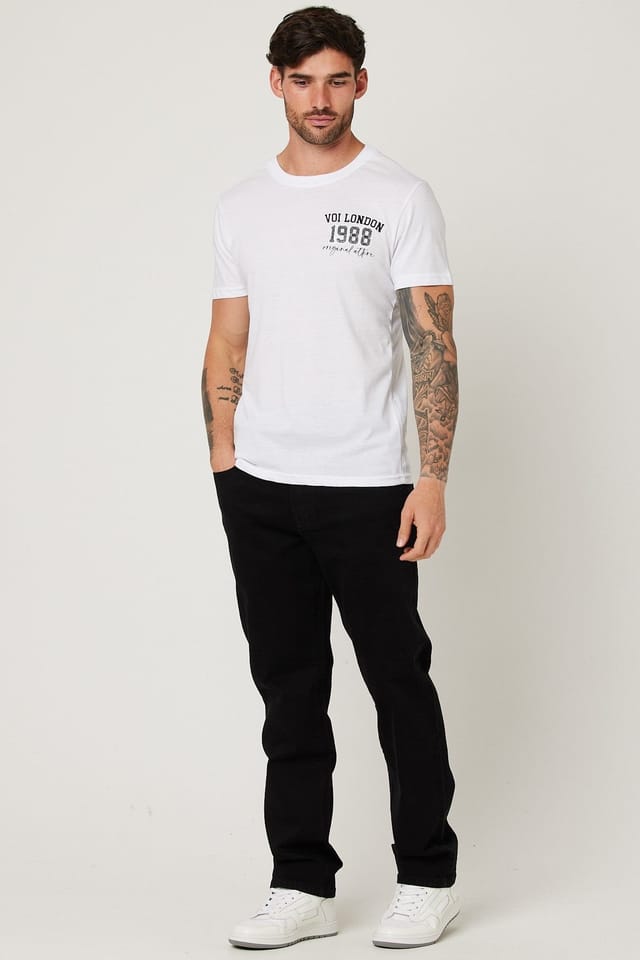 Voi London Voi London Men's Straight Fit Stretch Jeans in Black - 2