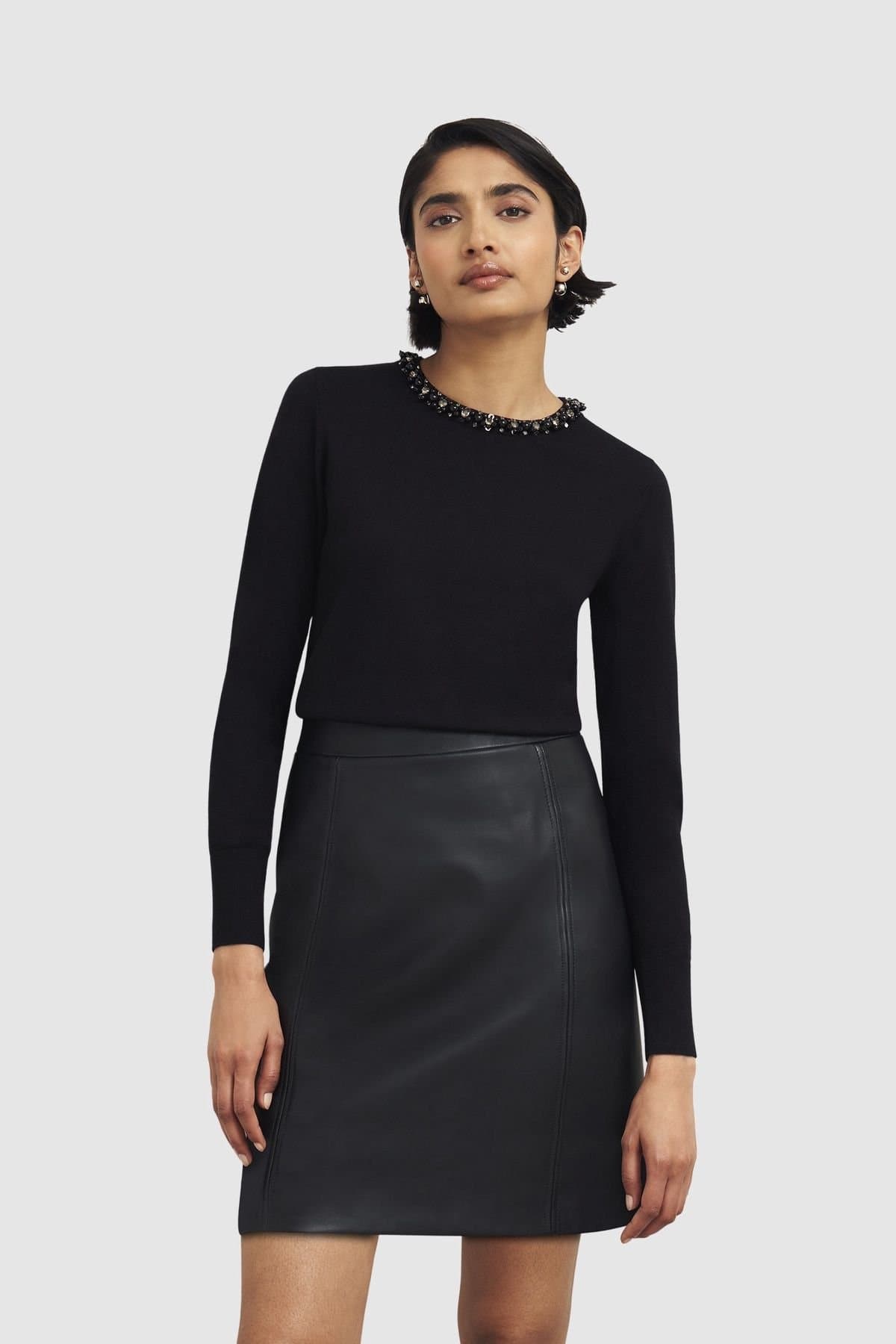 Hobbs London Hobbs London Women's Oakley Beaded Jumper in True Black