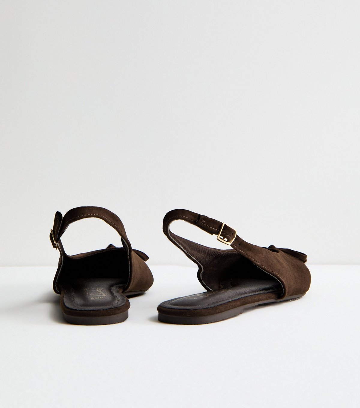 New Look Women's Brown Faux Suede Top Bow Pointed Slingback Pumps Vegan New Look - 4