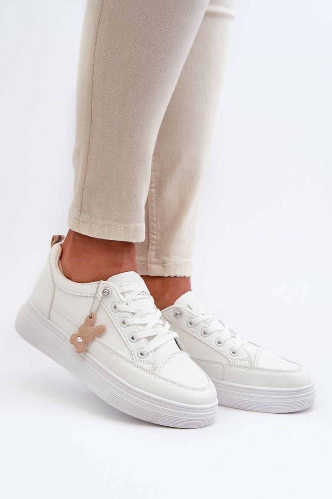 Love Lace Love Lace Women's Platform Sports Sneakers with Soft Comfort Insoles in White