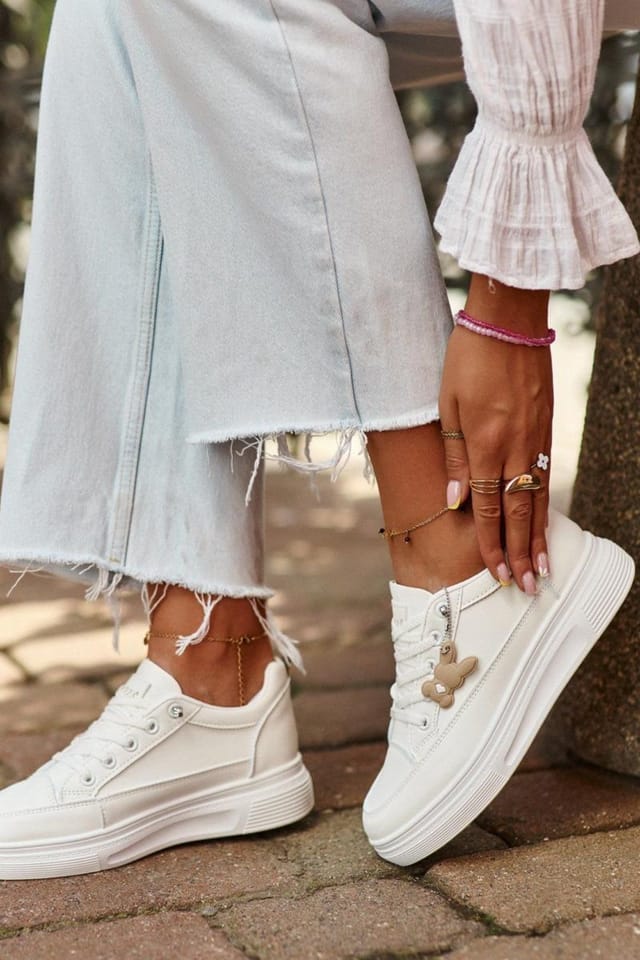 Love Lace Love Lace Women's Platform Sports Sneakers with Soft Comfort Insoles in White - 2