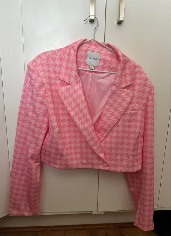 ASOS Pink ASOS Dogstooth Crop Blazer