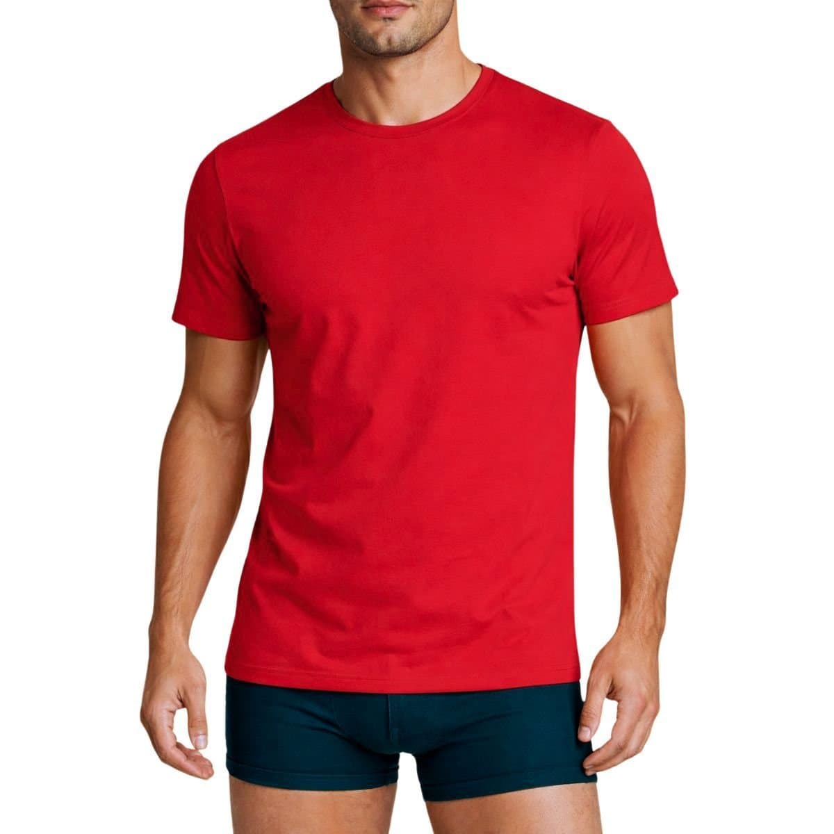 Panos Emporio Panos Emporio Men's Banboo cotton crew neck T-Shirt in deep red with short sleeves