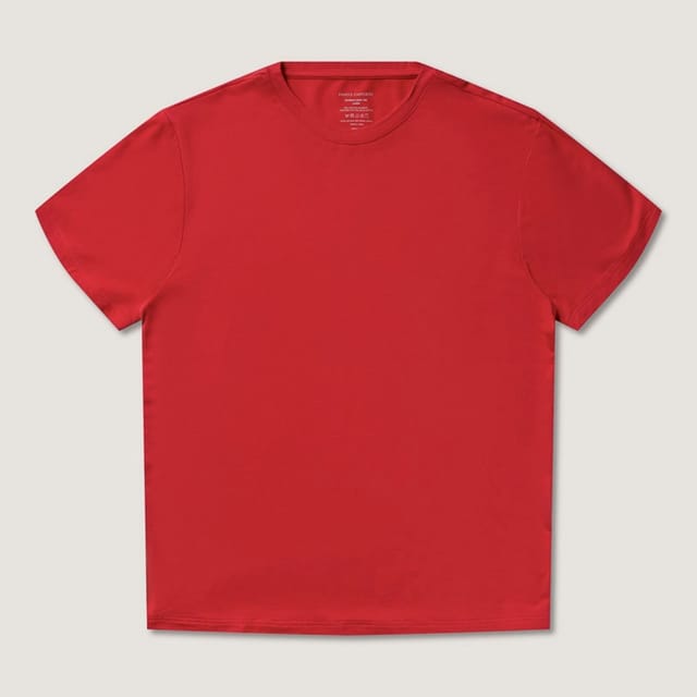 Panos Emporio Panos Emporio Men's Banboo cotton crew neck T-Shirt in deep red with short sleeves - 2
