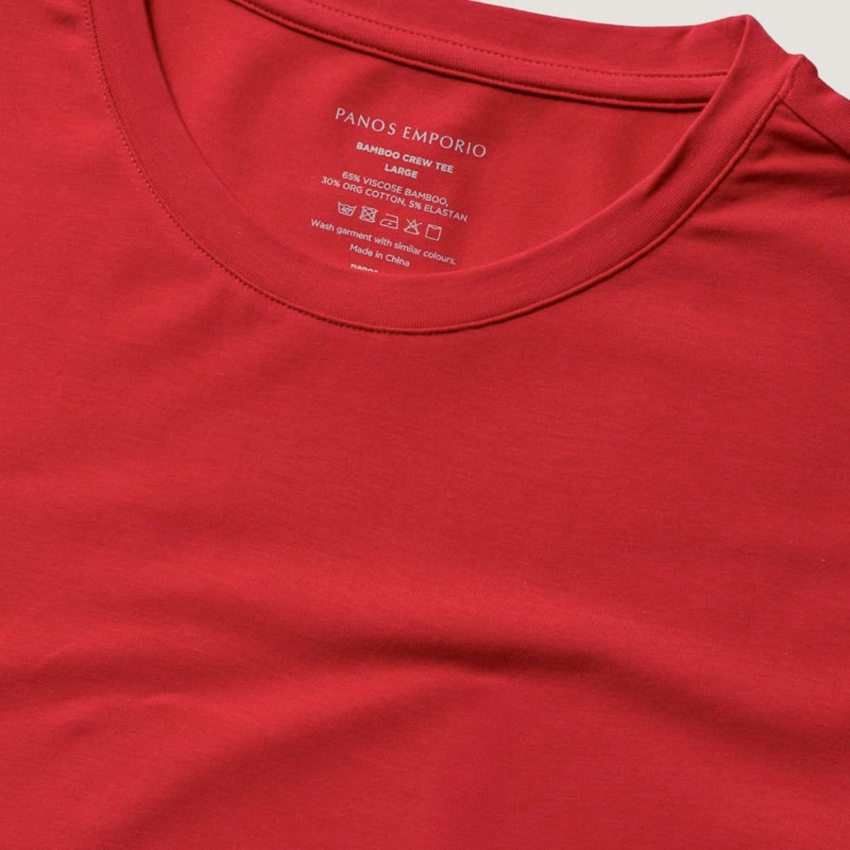 Panos Emporio Panos Emporio Men's Banboo cotton crew neck T-Shirt in deep red with short sleeves - 4