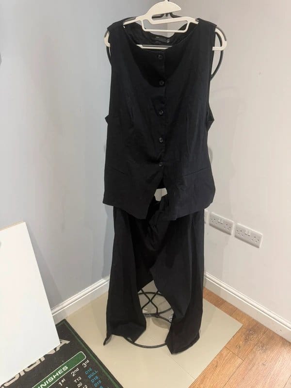 ASOS Black Separate Jumpsuit Waistcoat and Wide Leg Trousers
