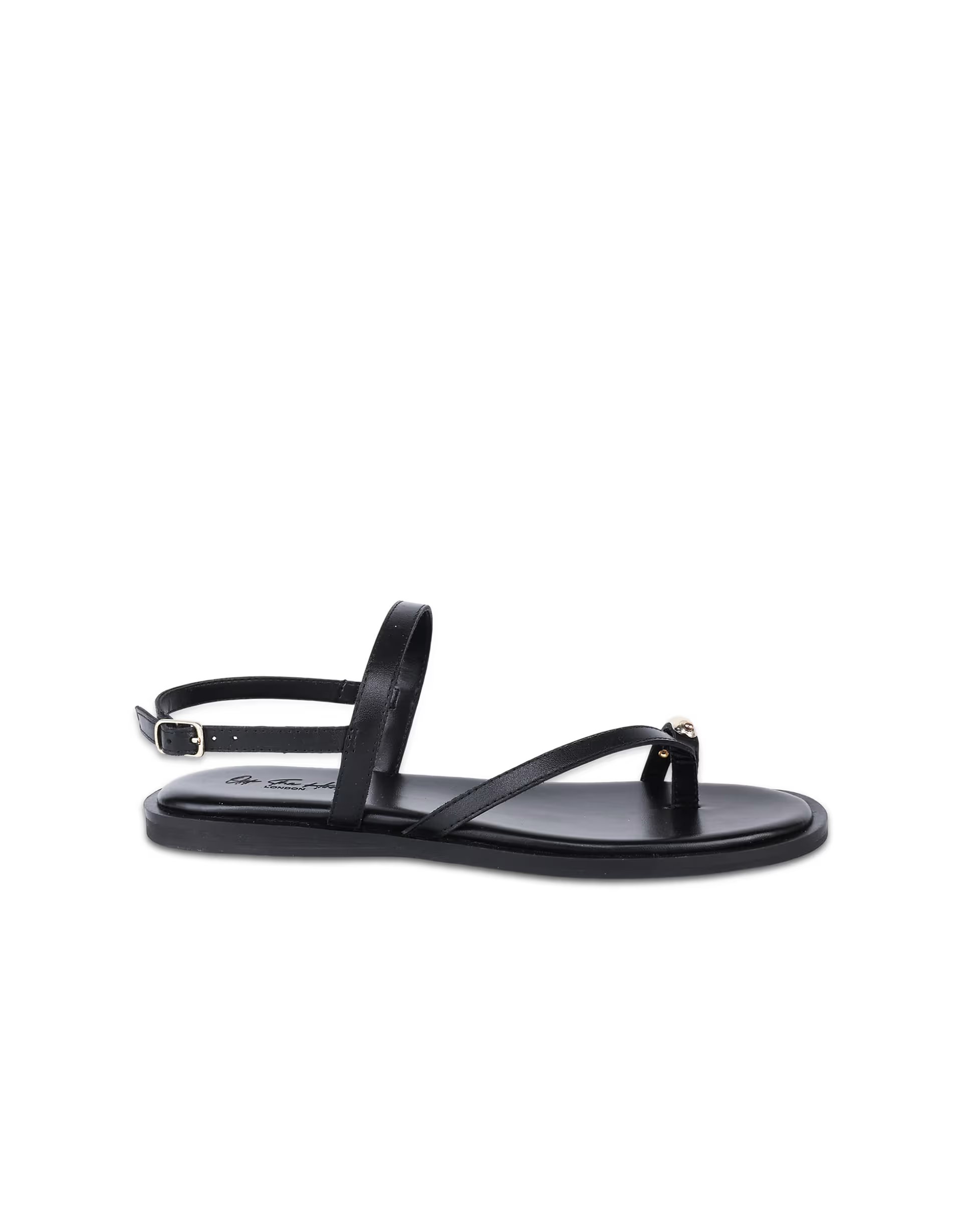 ASOS Off The Hook Tia leather toe loop backstrap flat sandals in black - 1