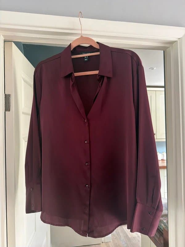 New Look Burgundy Satin Shirt