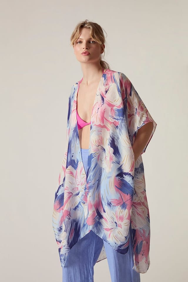 James Lakeland James Lakeland Women's Blue Iris Print Kaftan - 3