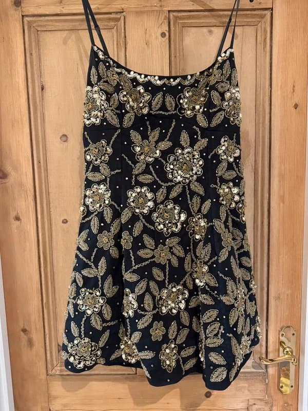 ASOS ASOS luxe floral embellished cage skirt mini dress in black