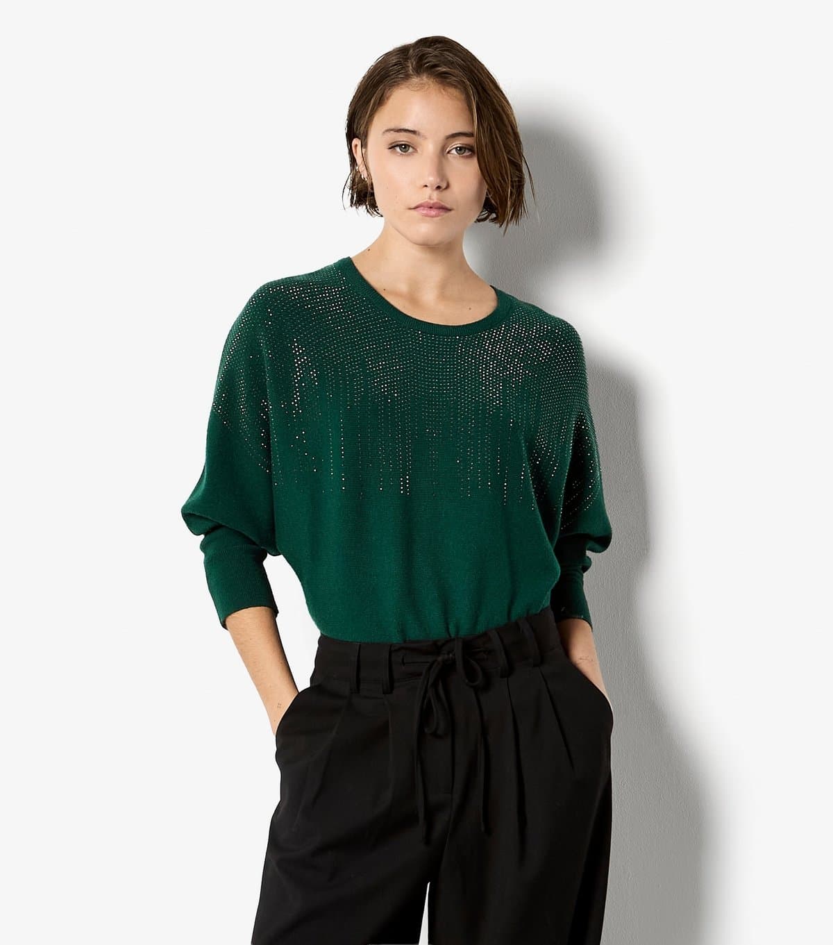 Apricot Women's Dark Green Stud Batwing Jumper Apricot New Look