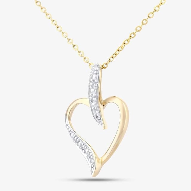 T.H.Baker T.H.Baker Women's 9ct Yellow Gold Diamond Heart Pendant Necklace PP03816Y - 2