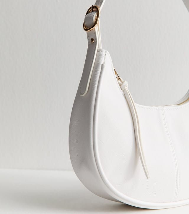 New Look White Grained Faux Leather Oval Buckle Shoulder Bag New Look - 3
