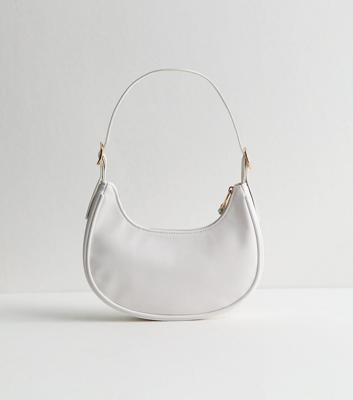 New Look White Grained Faux Leather Oval Buckle Shoulder Bag New Look - 4