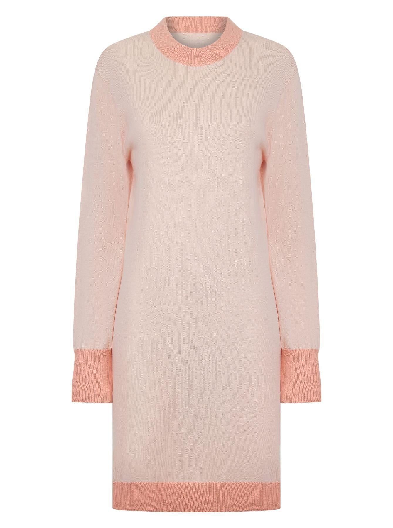 K-Win London K-Win London Women's Elegant Pink Cashmere Blend Knitted Dress in Peach - 2