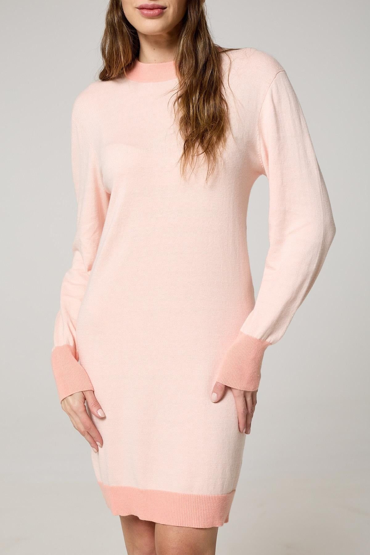 K-Win London K-Win London Women's Elegant Pink Cashmere Blend Knitted Dress in Peach - 4