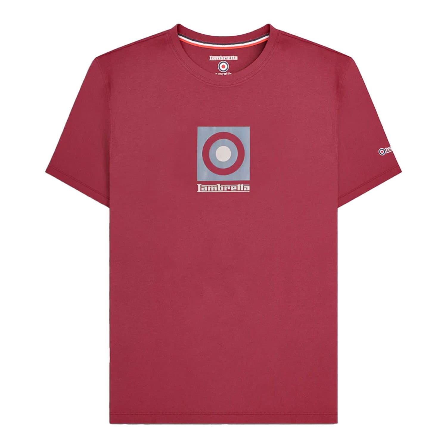 Lambretta Lambretta Men's Box Logo T-Shirt in Burgundy