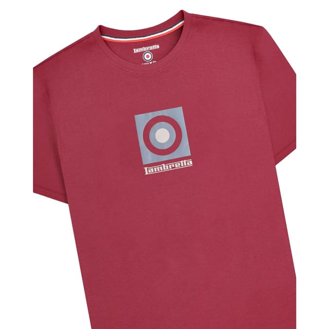 Lambretta Lambretta Men's Box Logo T-Shirt in Burgundy - 3