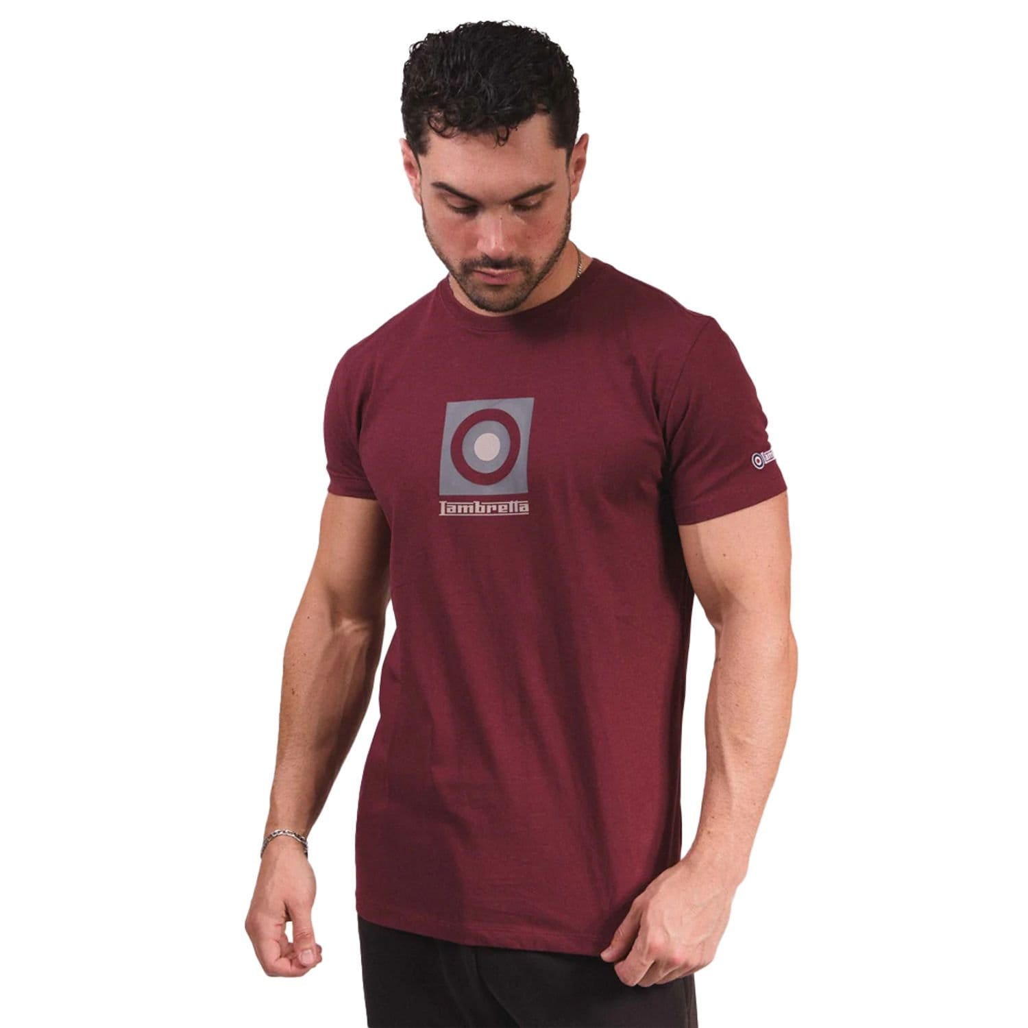 Lambretta Lambretta Men's Box Logo T-Shirt in Burgundy - 4