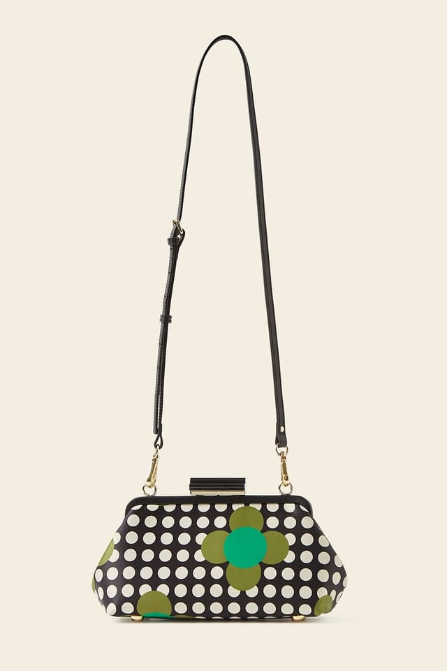 Orla Kiely Orla Kiely Women's Jenny D Clutch - Jewel Flower Polka Dot in Green - 3