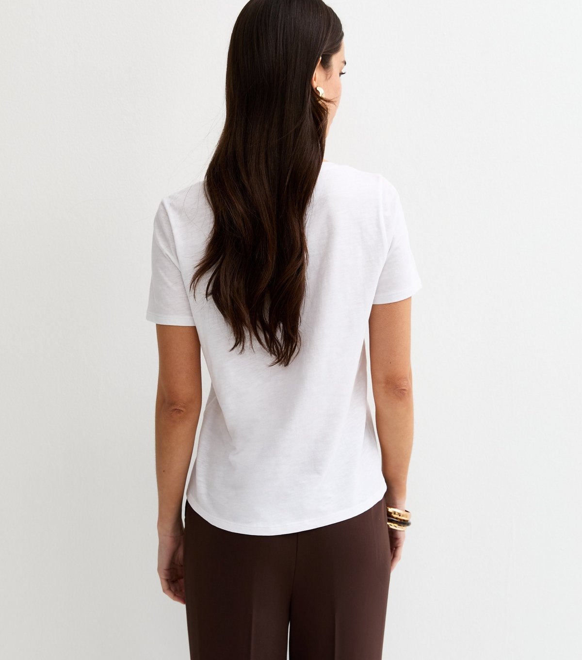 New Look Women's White Cotton V Neck T-Shirt New Look - 4