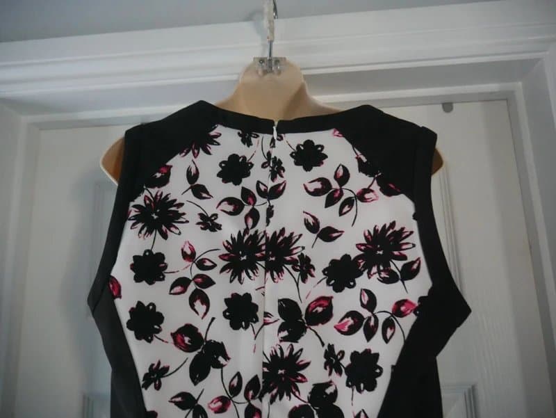 TU George Black Floral Pencil Dress UK 16 White Pink Sleeveless Work Office Occasio