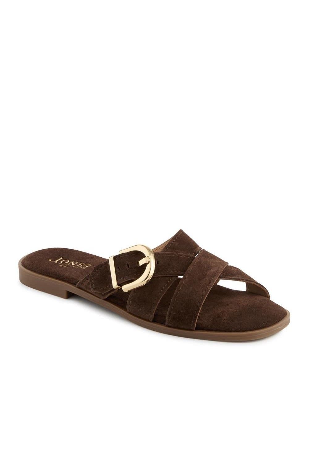 Jones Bootmaker Jones Bootmaker Women's Hylda Smart Suede Leather Mules in Brown
