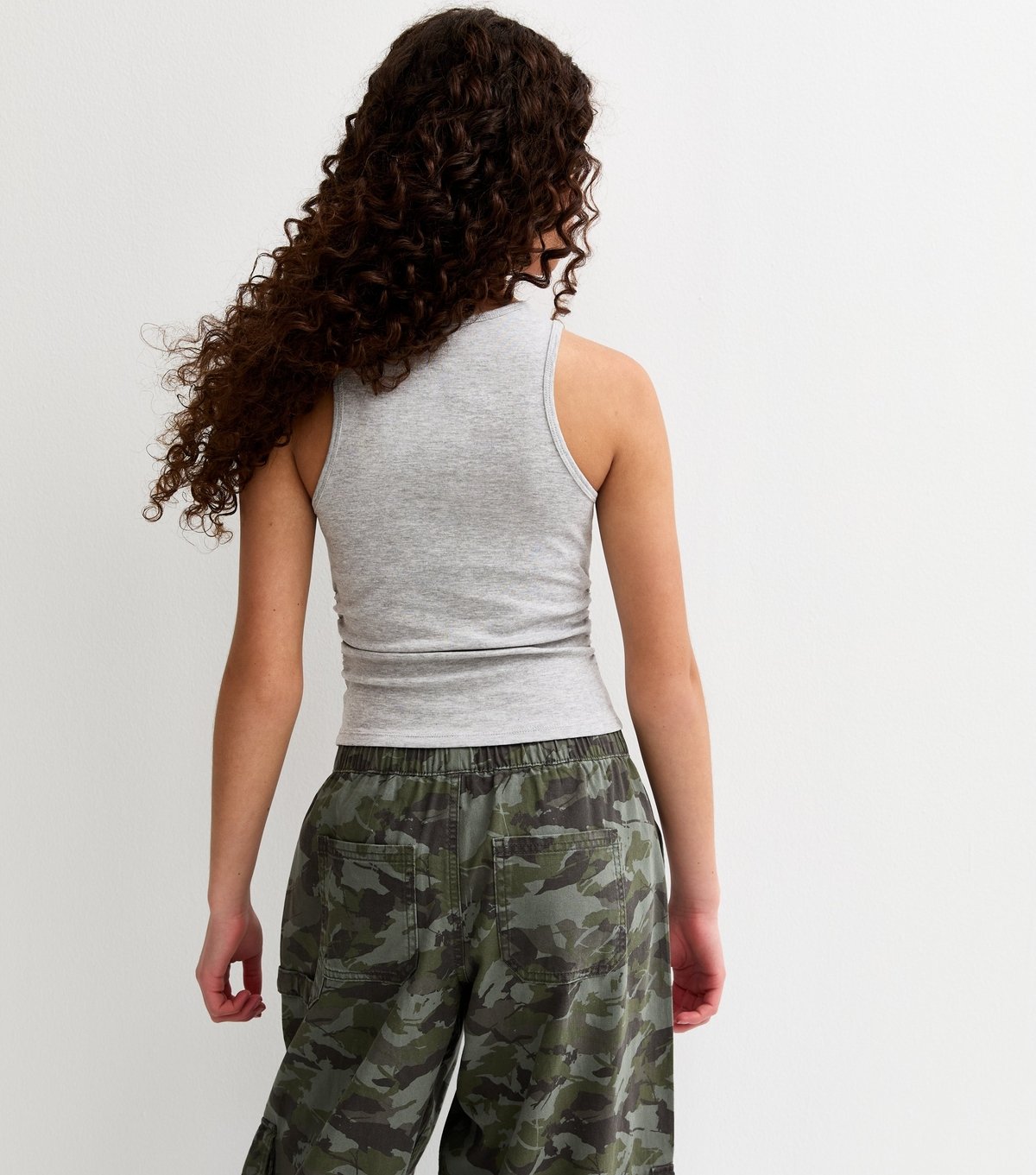 New Look Girls' Grey Ruched Side Racer Vest Top New Look - 4