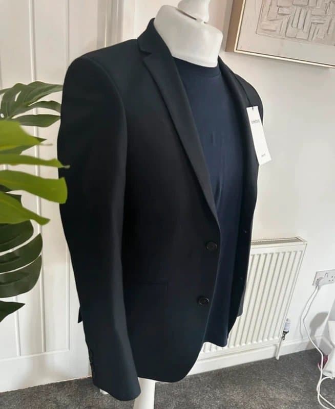Limehaus Limehaus Slim Fit Tailored Blazer – Size 36R Navy– Smart Formal Jacket RRP £135