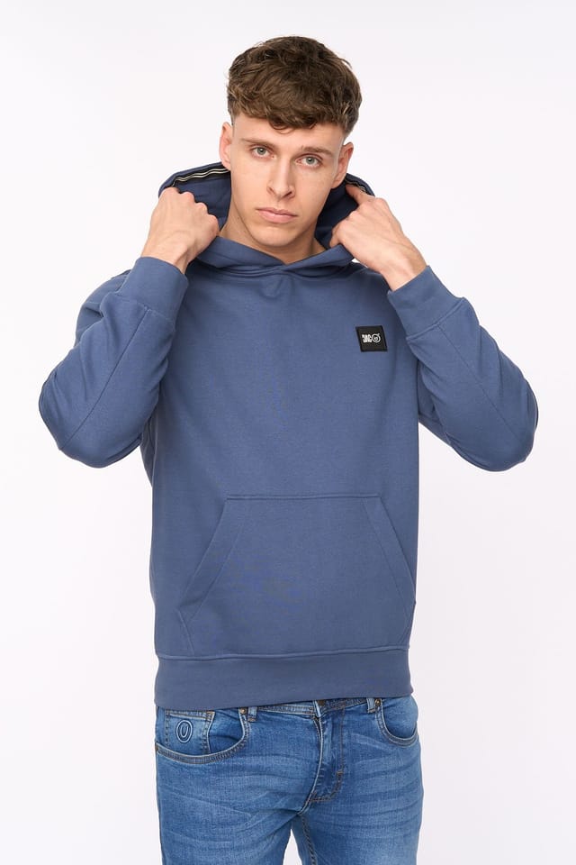 Duck&Cover Duck&Cover Men's Wrentham Functional Hooded Sweatshirt with Patch Pocket in Blue - 2