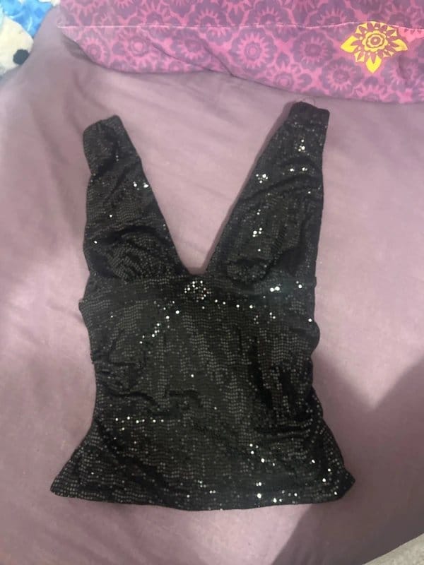 Bershka Black Sequin Top