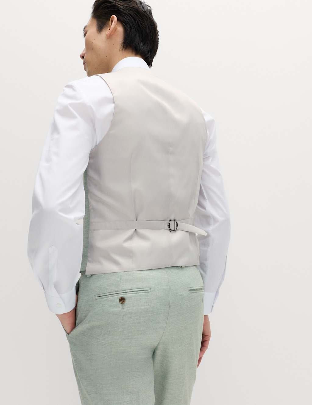 Marks & Spencer M&S Textured Stretch Waistcoat Green - 4