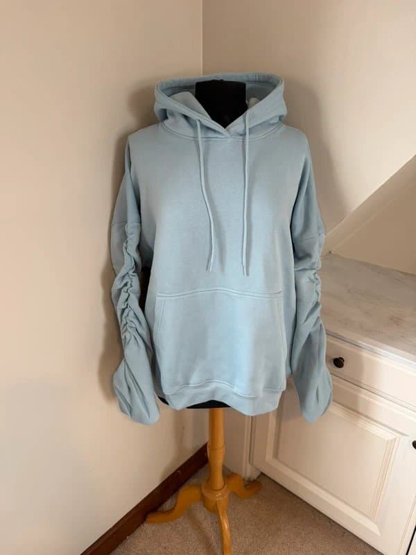 GlamDoll Glamdoll Light Baby Blue Stylish Ruched Sleeve Hoodie Sweatshirt Jumper Size 12-14 New