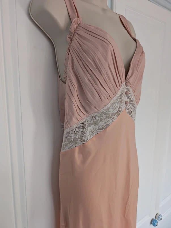 ASOS ASOS Design Tall gathered bust lace insert midi dress in dusty pink size 10